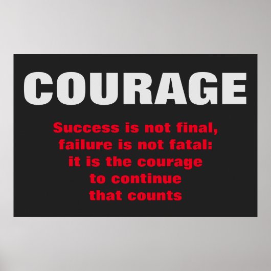 Poster Courage Réussite Motivation Gras Texte Moderne (Devant)