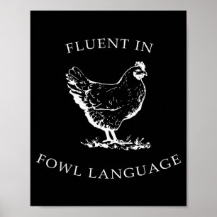 Poster Courant en langage aviaire drôle amateurs de poule