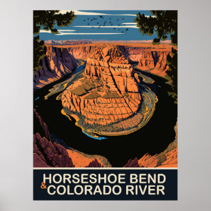 Poster Courbe en fer à cheval et rivière Colorado, Voyage