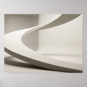 Poster Courbe sculpturale blanche minimaliste d'art mural