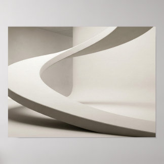 Poster Courbe sculpturale blanche minimaliste d'art mural