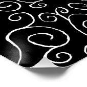 Poster Courbes de défilement blanches sur noir (Coin)