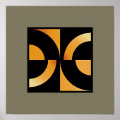 Poster Courbes dynamiques : orange minimaliste sur noir (Devant)