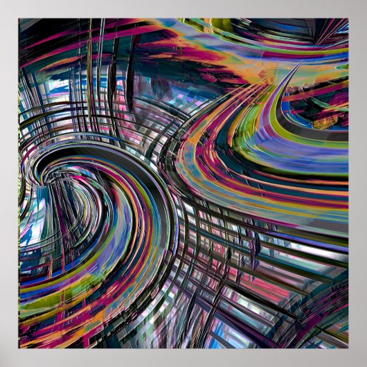 Poster Courbes ressemblant à une route spatiale, entaillé (Devant)