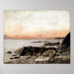 Poster Courbet - Coucher de soleil Vevey Suisse