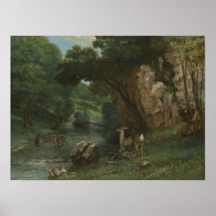 Poster Courbet - Roe Deer À Un Ruisseau