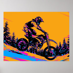 Poster Coureur de descente - Motocycliste de motocross