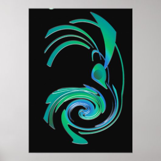 Poster Coureur de route bleu (Devant)