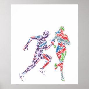 Poster Coureur homme et fille