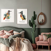 Poster Coureur peint, Couleur aquarelle coutume Roadrunne