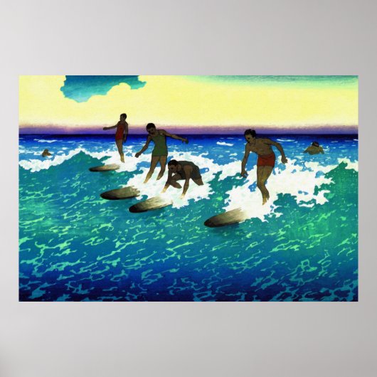Poster Coureurs de surf de peinture Honolulu (Devant)