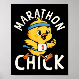 Poster Coureuse à pied Runner Semi-Marathon Fille aux Pou