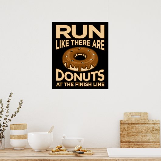Poster Courez Comme Il Y A Des Donuts Marathon Runner (Cuisine)
