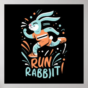 Poster courir lapin marathon coureur lapin mignon
