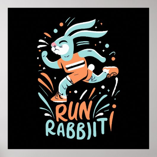 Poster courir lapin marathon coureur lapin mignon (Devant)