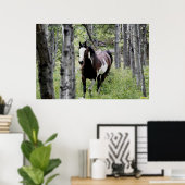 Poster Courir Pinto Peinture & Forêt Cheval Photo (Bureau à domicile)