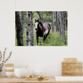 Poster Courir Pinto Peinture & Forêt Cheval Photo (Cuisine)