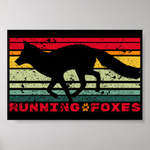 Poster Courir Renard Renard Forêt Forêt Animal Colorful