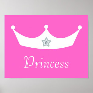 Poster Couronne blanche jolie princesse rose personnalisa