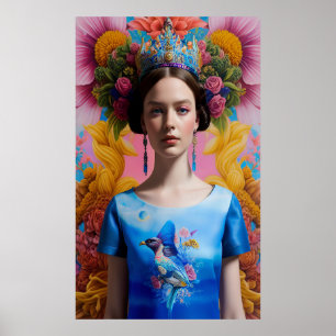 Poster Couronne bleue princesse décontractée