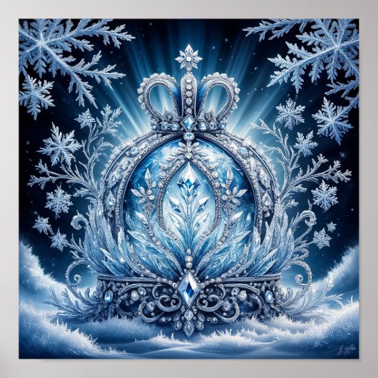 Poster Couronne complexe recouverte de givre avec des gem (Devant)