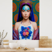 Poster Couronne de bronze avec robe florale (Cuisine)