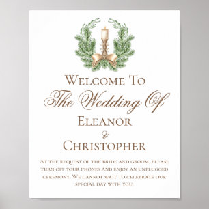 Poster Couronne de chandelle de Noël élégante Mariage sur