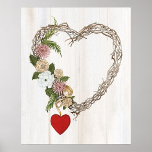 Poster Couronne de coeur de Valentine I rustique