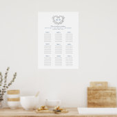 Poster Couronne de coeurs bleue et argentée plan de table (Cuisine)