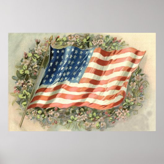 Poster Couronne de fleurs du drapeau américain Memorial D (Devant)