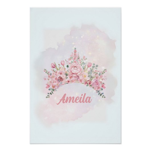 Poster Couronne de fleurs personnalisée, Art de nurserie (Devant)