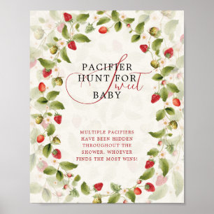Poster Couronne de fleurs sauvages de fraises douces roug