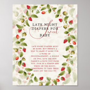 Poster Couronne de fleurs sauvages de fraises douces roug