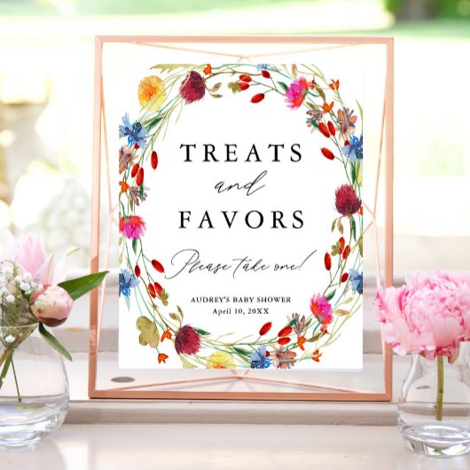 Poster Couronne de fleurs sauvages Traitements et faveurs