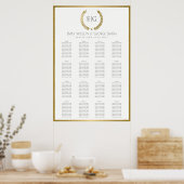 POSTER COURONNE DE LAURIER FLEURALE OR POUR PLAN DE TABLE (Cuisine)