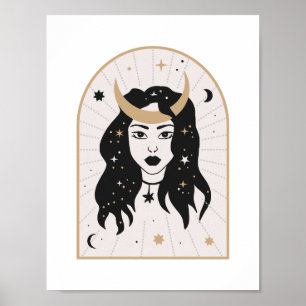 Poster Couronne de Lune Magique Mystique de la Déesse Cél