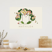 Poster Couronne de monogramme de marguerites Art Nouveau  (Cuisine)