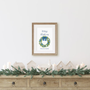 Poster Couronne de Noël bleue et blanche de style Chinois