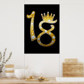 Poster Couronne de paillettes dorées Diamant Bling 18e 18 (Cuisine)