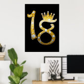 Poster Couronne de paillettes dorées Diamant Bling 18e 18 (Bureau à domicile)