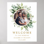Poster Couronne de photo de mariage vert or botanique de  (Devant)