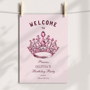 Poster Couronne de princesse Bourgogne rose Bienvenue Ann