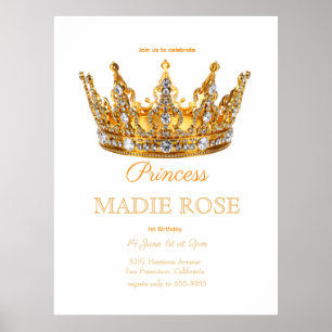 Poster Couronne de princesse en or pour anniversaire de c