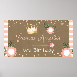 Poster Couronne de princesse rose petite fille anniversai