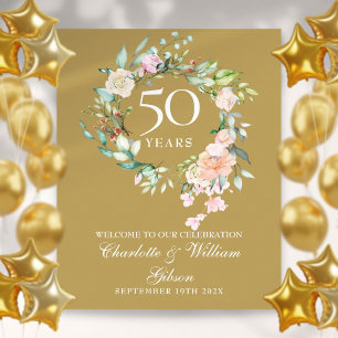 Poster Couronne de roses pour le 50e anniversaire de mari