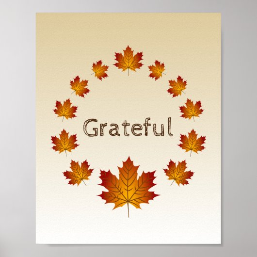 Poster Couronne de Thanksgiving Grateful Simple Feuilles (Devant)