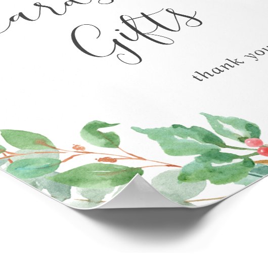 Poster Couronne de verdure de Noël Cartes et panneau de c (Coin)