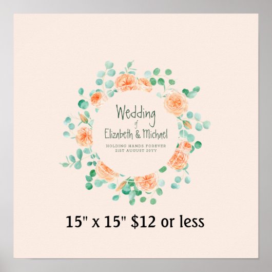 Poster Couronne d'empreintes digitales en corail menthe L (Devant)