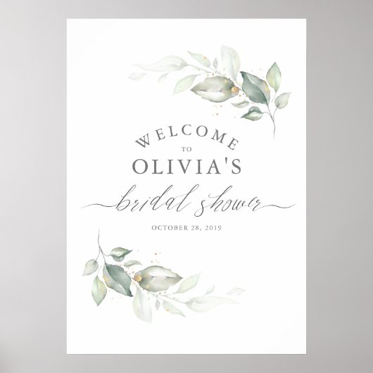 Poster Couronne élégante de verdure et d'or pour une douc (Devant)