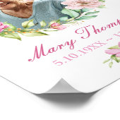 Poster Couronne Fleurie Rose En Souvenir Photo Funéraille (Coin)